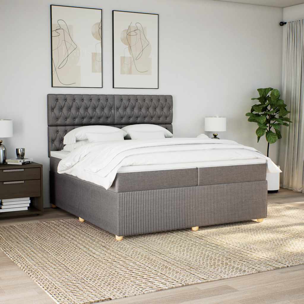 Boxspringbett Mit Matratze Stoff Taupe