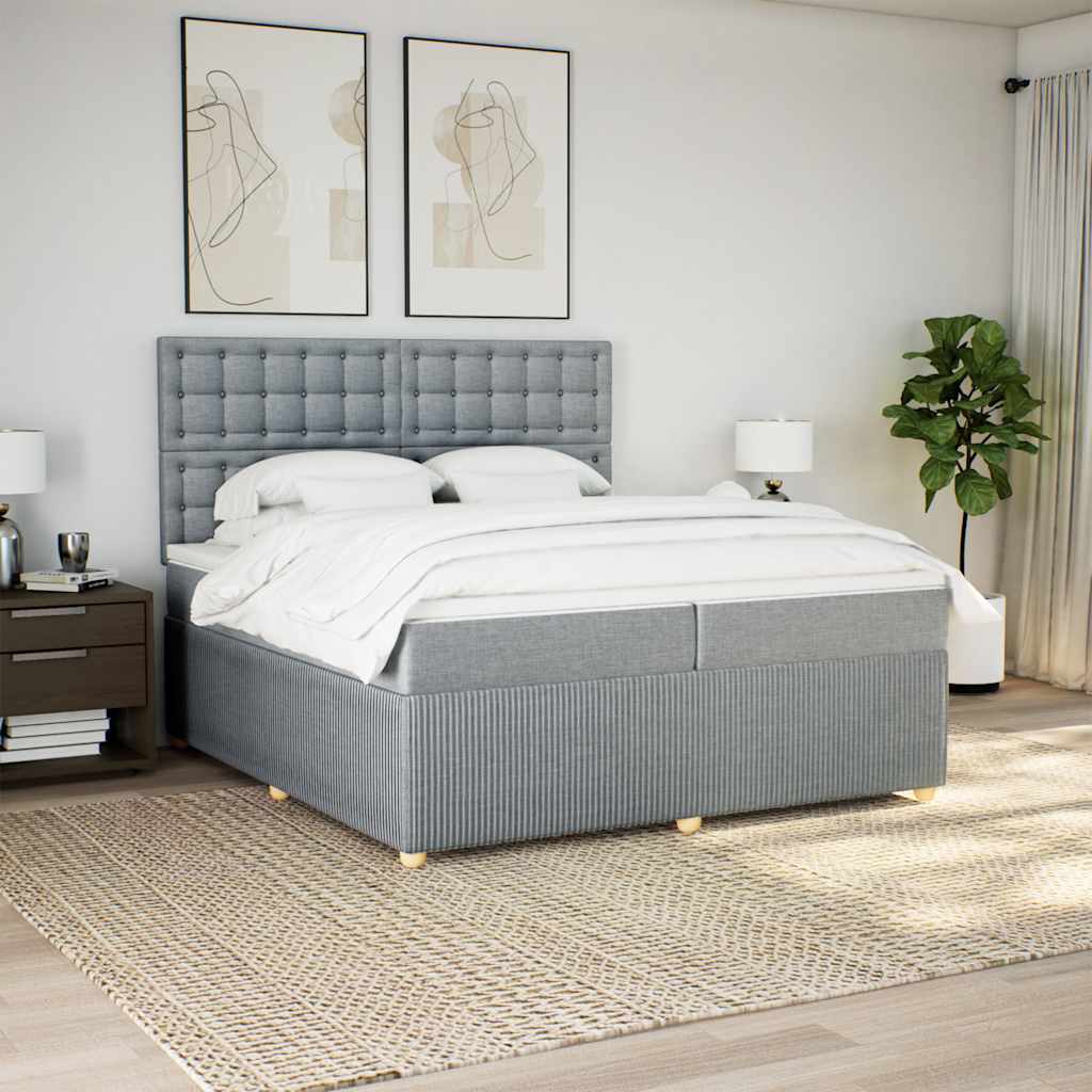 Boxspringbett Mit Matratze Stoff Hellgrau