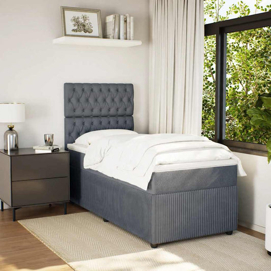 Boxspringbett Mit Matratze Samt Dunkelgrau