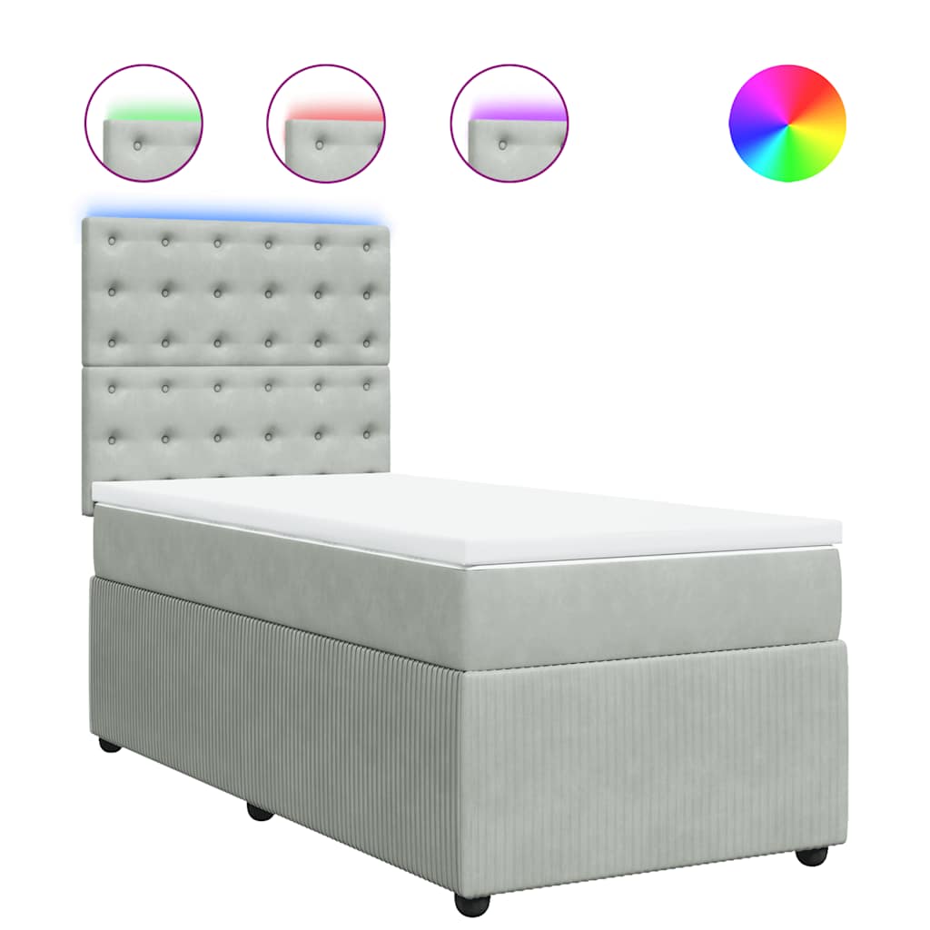 Boxspringbett Mit Matratze Samt Hellgrau