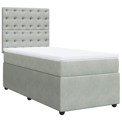 Boxspringbett Mit Matratze Samt Hellgrau
