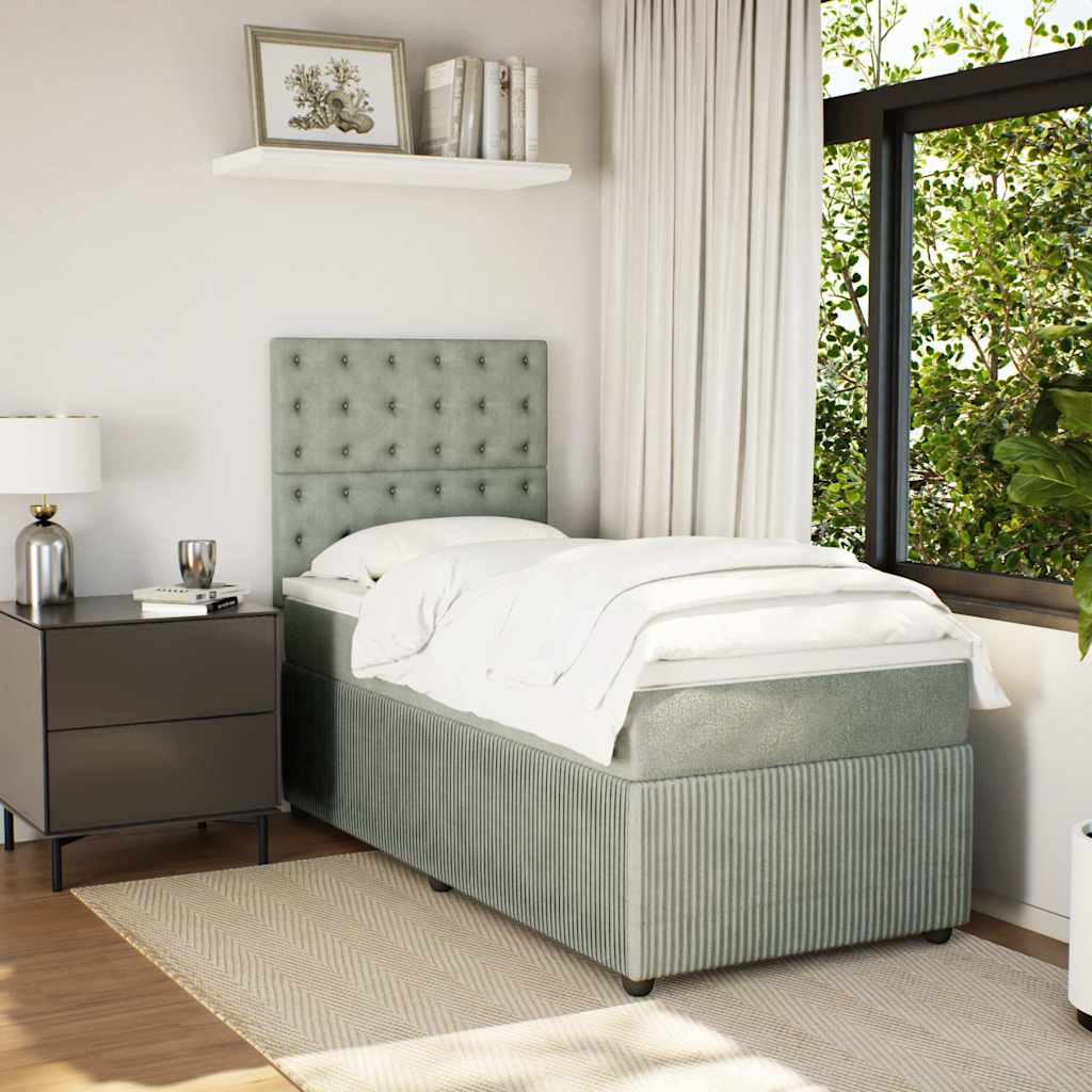Boxspringbett Mit Matratze Samt Hellgrau