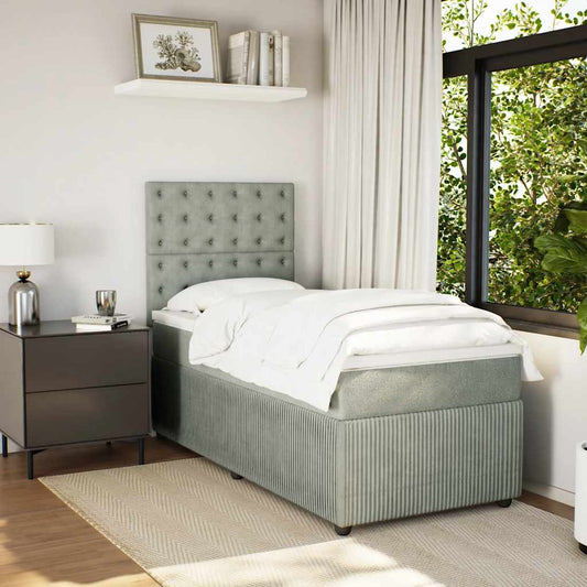 Boxspringbett Mit Matratze Samt Hellgrau