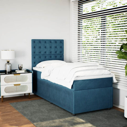 Boxspringbett Mit Matratze Samt Blau