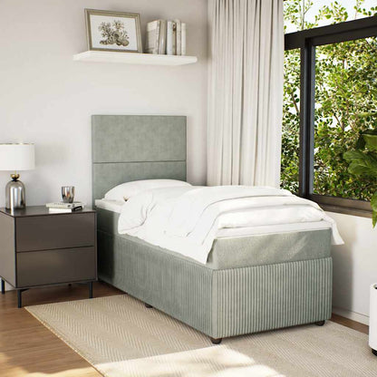 Boxspringbett Mit Matratze Samt Hellgrau