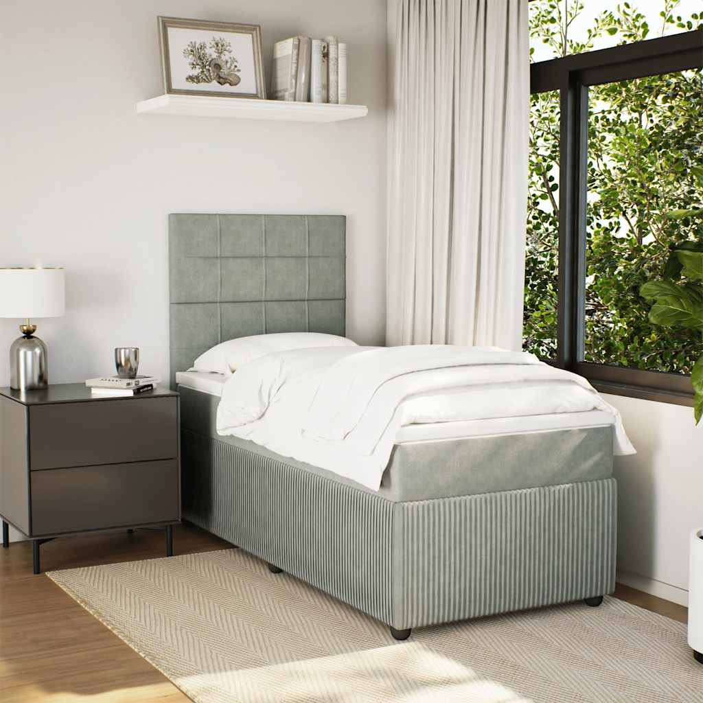 Boxspringbett Mit Matratze Samt Hellgrau