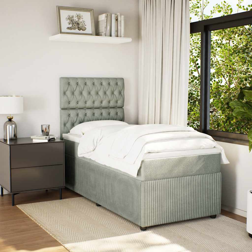 Boxspringbett Mit Matratze Samt Hellgrau