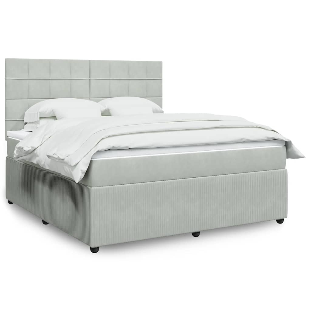 Boxspringbett Mit Matratze Samt Hellgrau