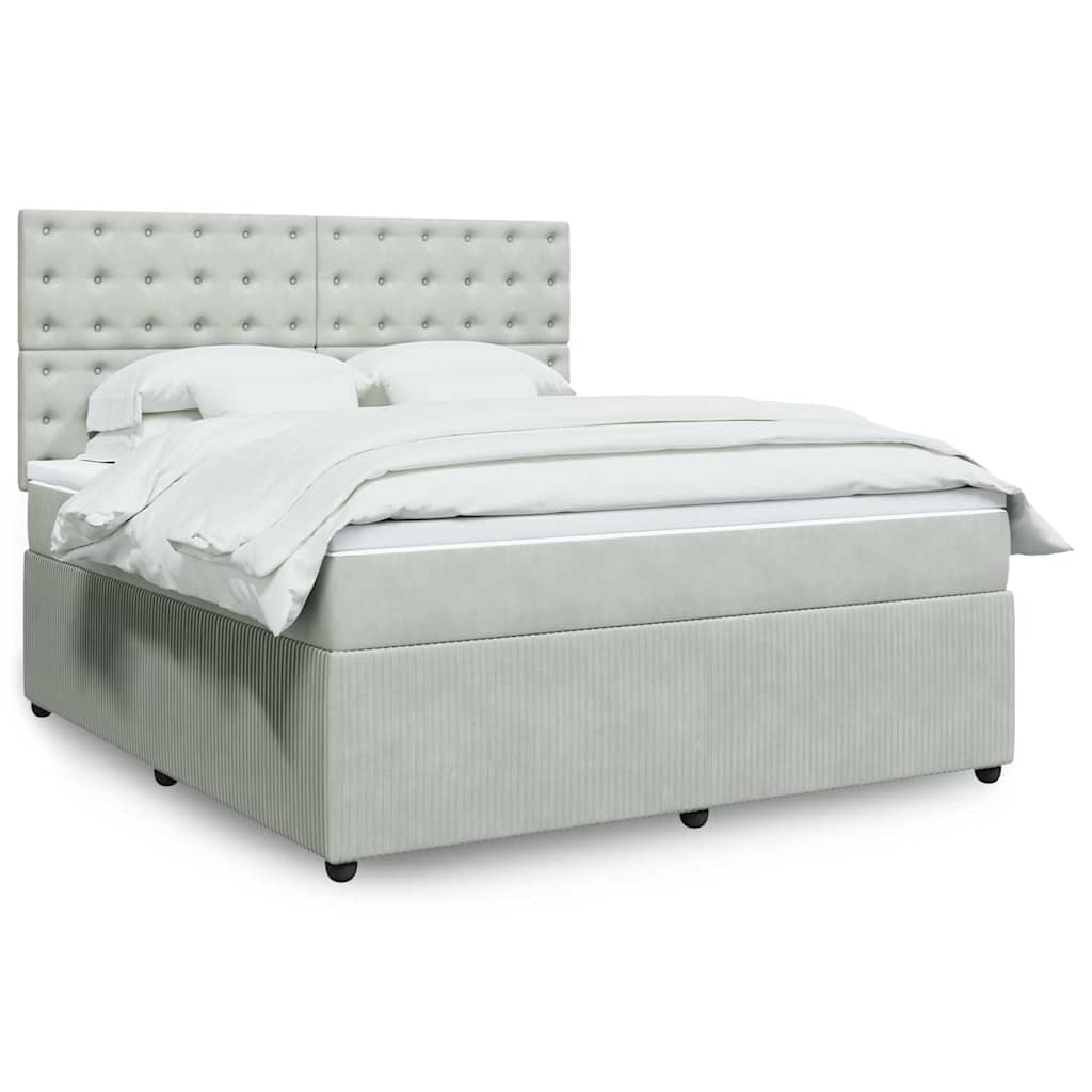 Boxspringbett Mit Matratze Samt Hellgrau