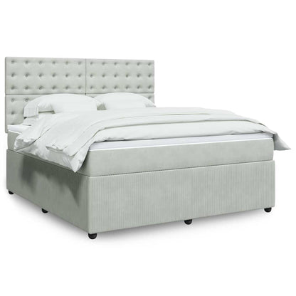 Boxspringbett Mit Matratze Samt Hellgrau
