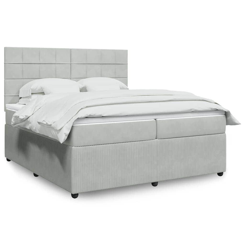 Boxspringbett Mit Matratze Samt Hellgrau
