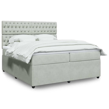 Boxspringbett Mit Matratze Samt Hellgrau