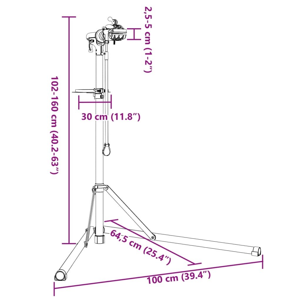 Fahrrad-Montageständer Faltbar Verstellbar 102-160 Cm Aluminium
