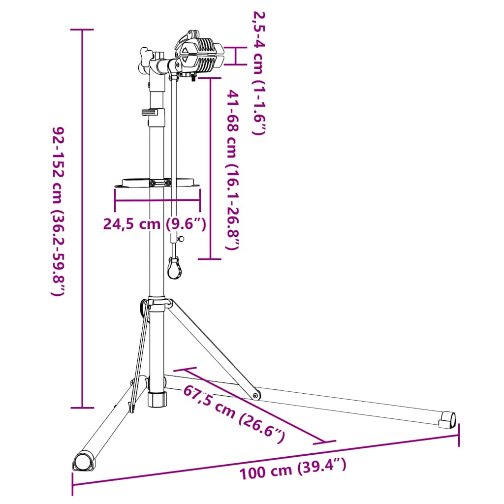 Fahrrad-Montageständer Klappbar Verstellbar 92-152 Cm Rot Stahl