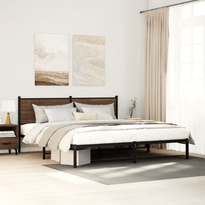 Metallbett Ohne Matratze Braun Eichen-Optik Braune Eiche