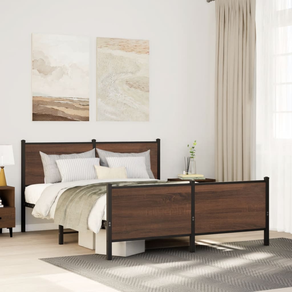 Metallbett Ohne Matratze Braun Eichen-Optik Braune Eiche