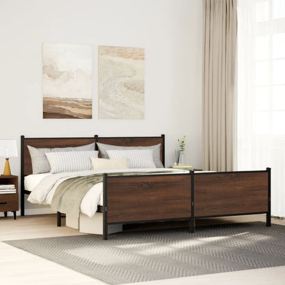 Metallbett Ohne Matratze Braun Eichen-Optik Braune Eiche