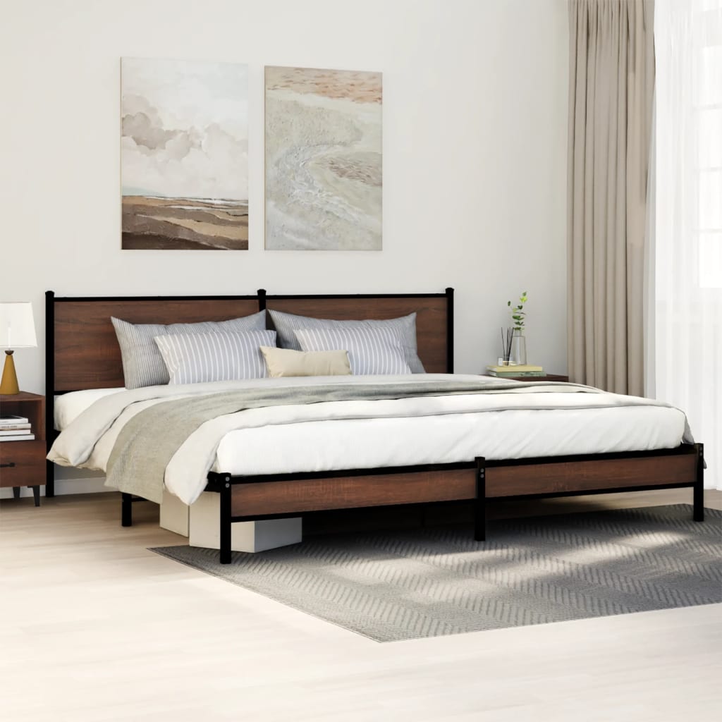 Metallbett Ohne Matratze Braun Eichen-Optik Braune Eiche
