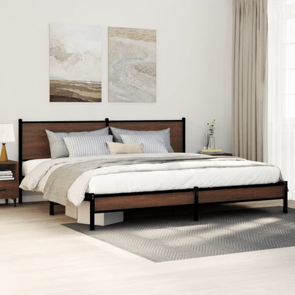 Metallbett Ohne Matratze Braun Eichen-Optik Braune Eiche