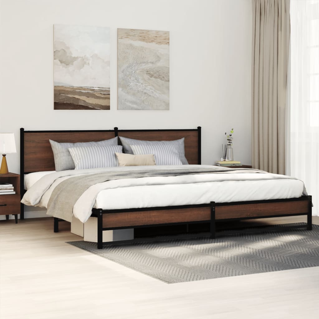 Metallbett Ohne Matratze Braun Eichen-Optik Braune Eiche