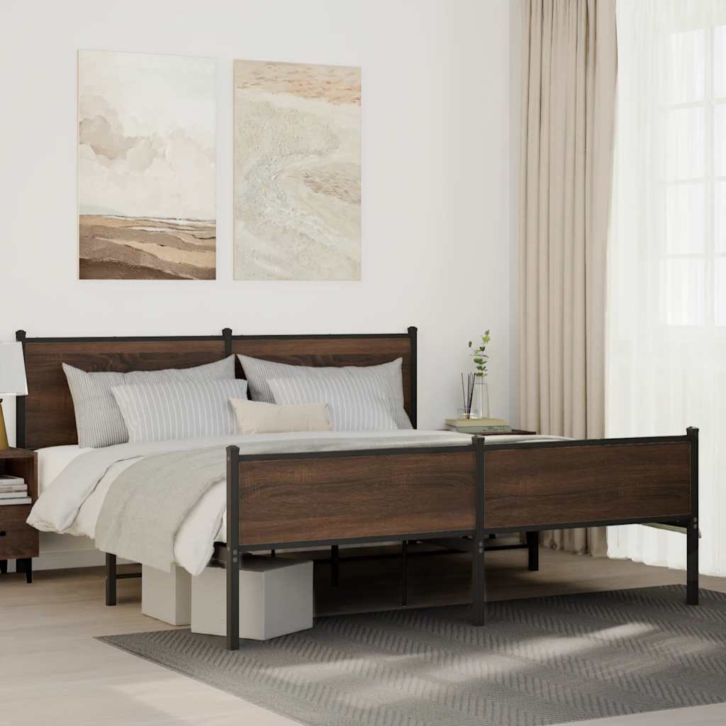 Metallbett Ohne Matratze Braun Eichen-Optik Braune Eiche