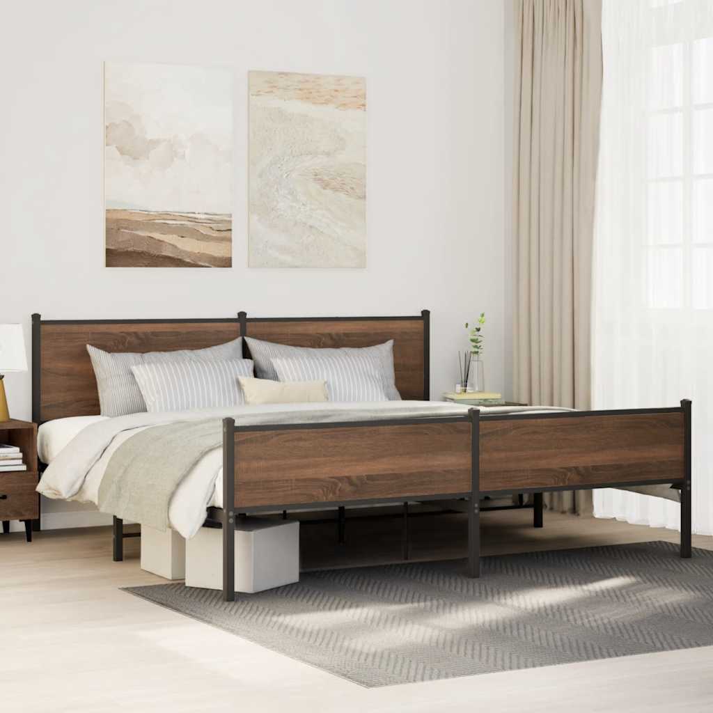 Metallbett Ohne Matratze Braun Eichen-Optik Braune Eiche