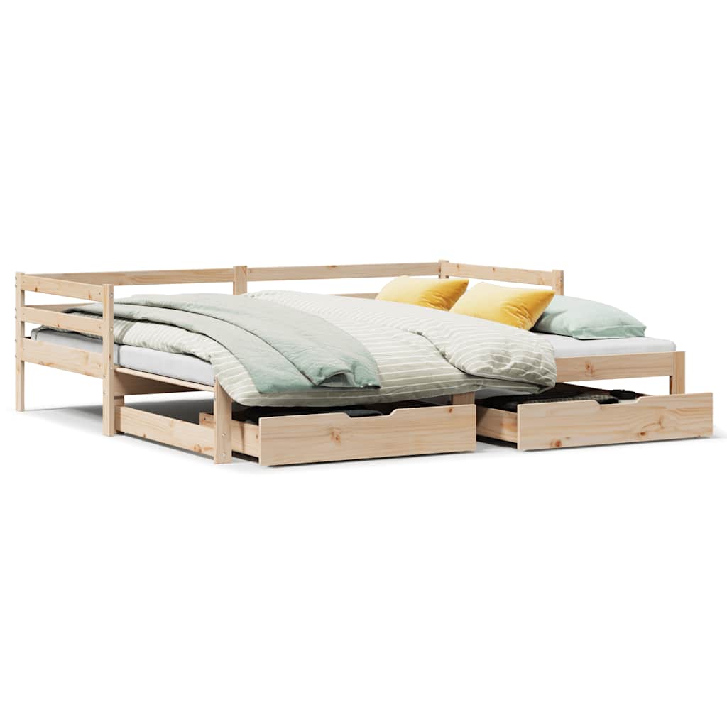 Tagesbett Ausziehbar Mit Schubladen Ohne Matratze 90X190 Cm