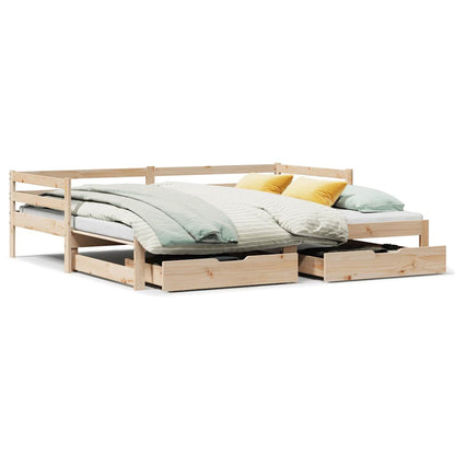 Tagesbett Ausziehbar Mit Schubladen Ohne Matratze 90X190 Cm