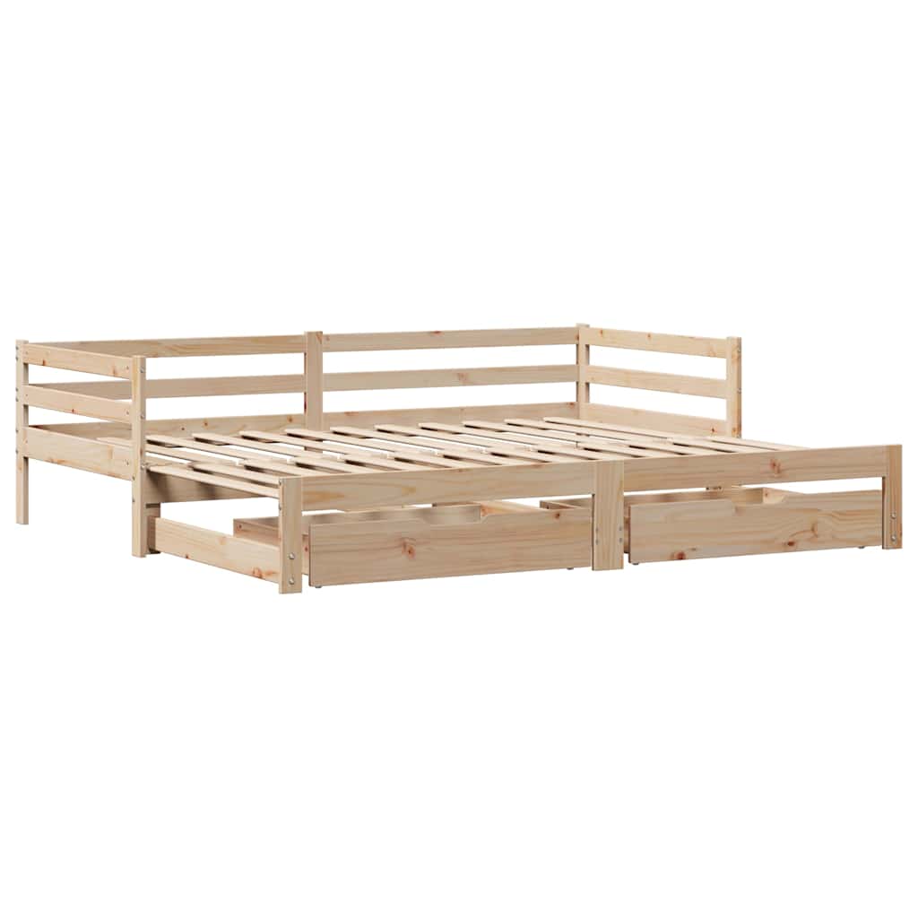 Tagesbett Ausziehbar Mit Schubladen Ohne Matratze 90X190 Cm