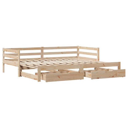 Tagesbett Ausziehbar Mit Schubladen Ohne Matratze 90X190 Cm