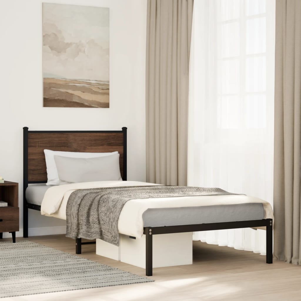 Metallbett Ohne Matratze Braun Eichen-Optik Braune Eiche