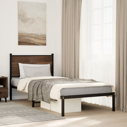 Metallbett Ohne Matratze Braun Eichen-Optik Braune Eiche