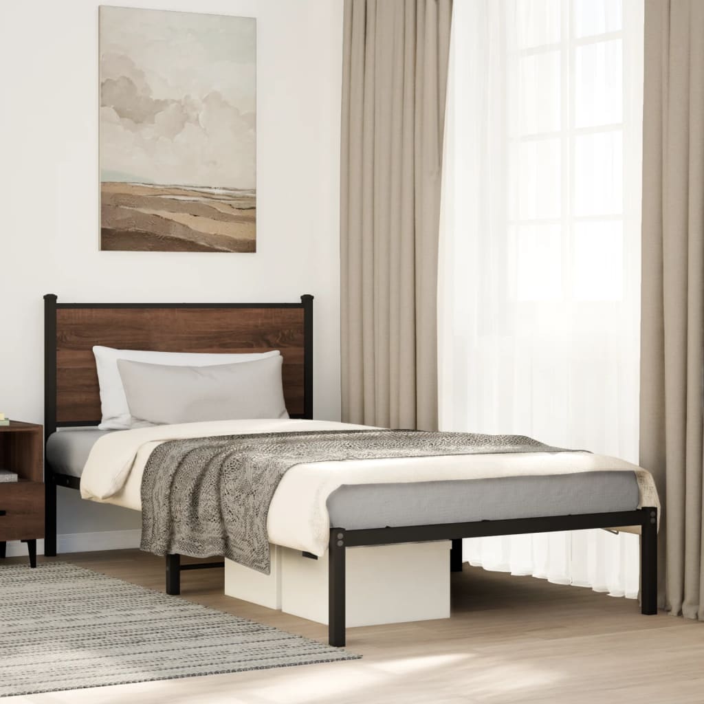 Metallbett Ohne Matratze Braun Eichen-Optik Braune Eiche