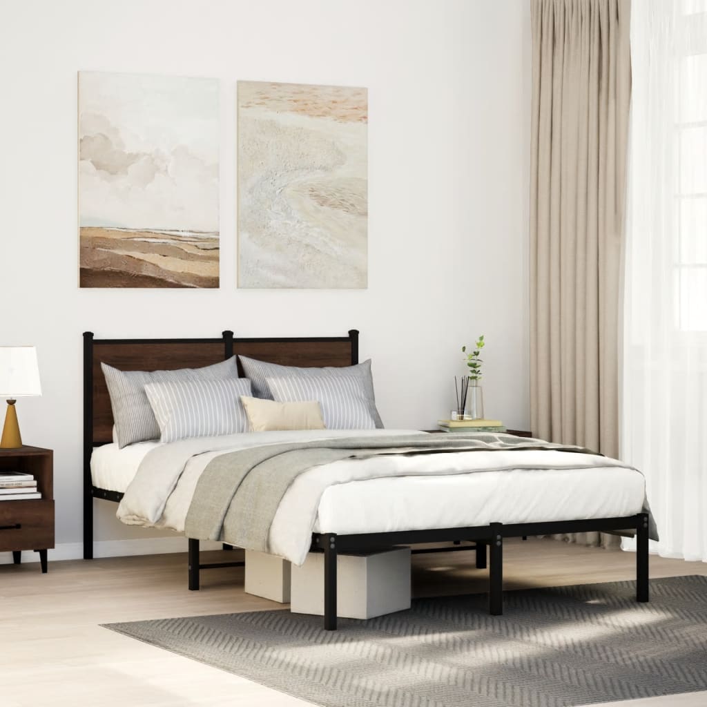 Metallbett Ohne Matratze Braun Eichen-Optik Braune Eiche
