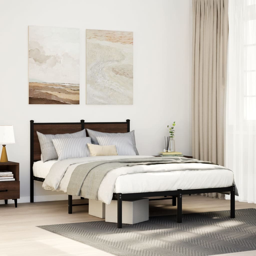 Metallbett Ohne Matratze Braun Eichen-Optik Braune Eiche
