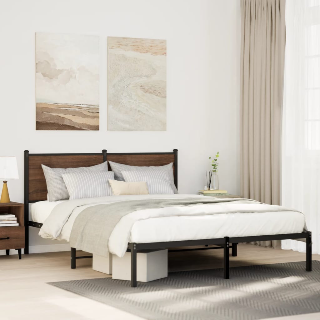 Metallbett Ohne Matratze Braun Eichen-Optik Braune Eiche