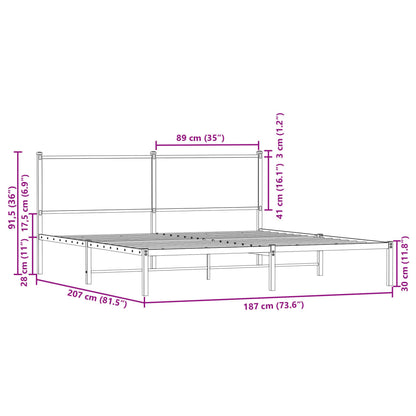 Metallbett Ohne Matratze Braun Eichen-Optik Braune Eiche