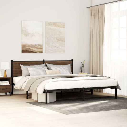 Metallbett Ohne Matratze Braun Eichen-Optik Braune Eiche