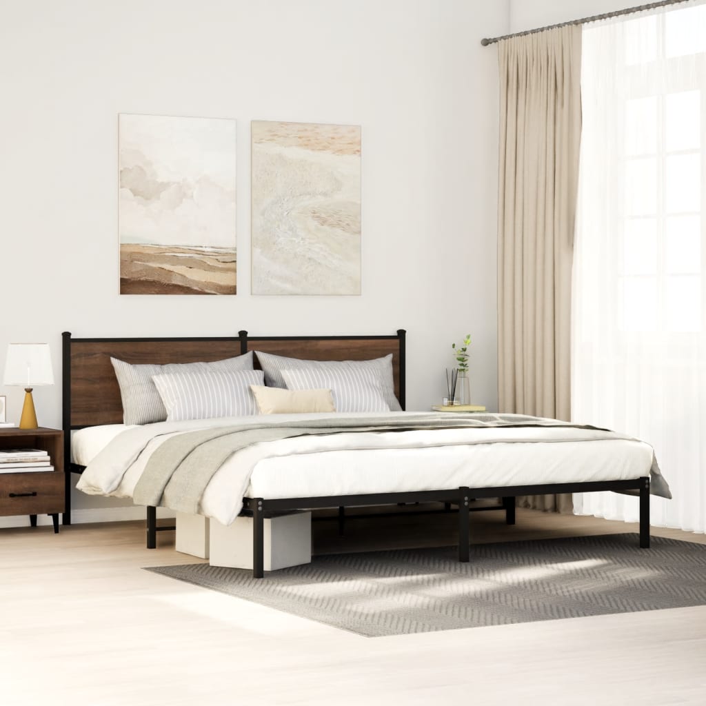 Metallbett Ohne Matratze Braun Eichen-Optik Braune Eiche