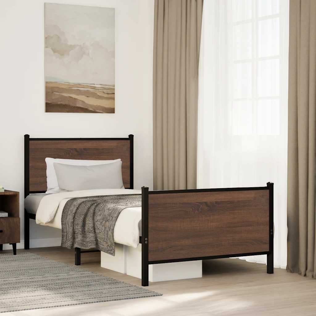 Metallbett Ohne Matratze Braun Eichen-Optik Braune Eiche