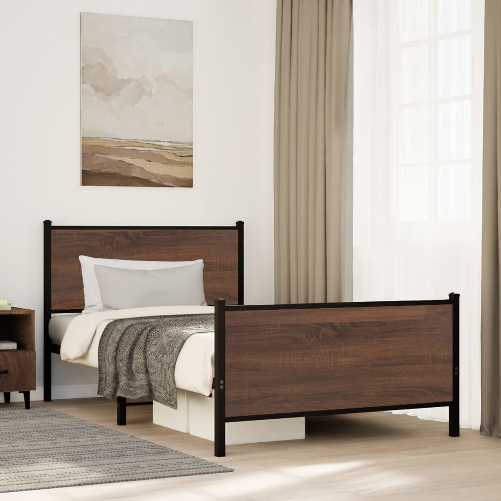 Metallbett Ohne Matratze Braun Eichen-Optik Braune Eiche