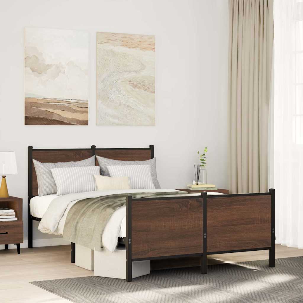 Metallbett Ohne Matratze Braun Eichen-Optik Braune Eiche