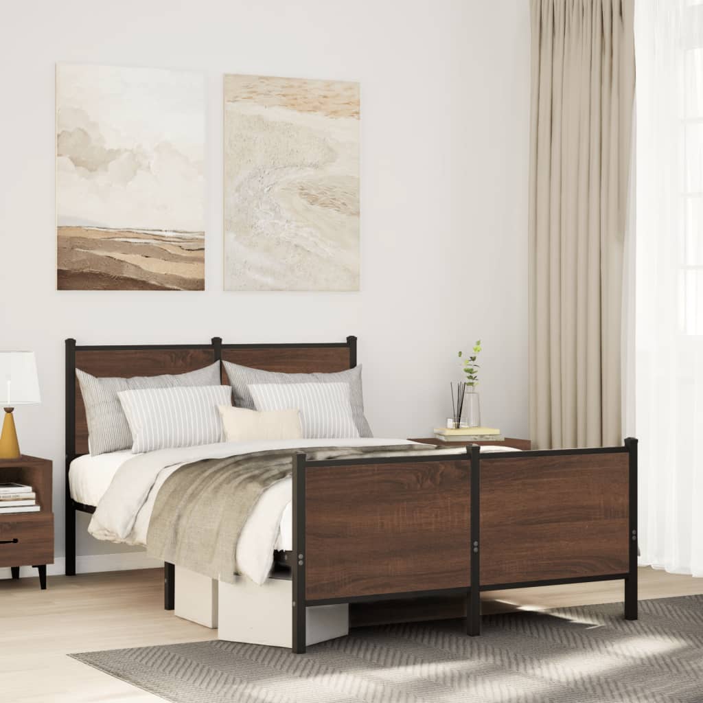 Metallbett Ohne Matratze Braun Eichen-Optik Braune Eiche