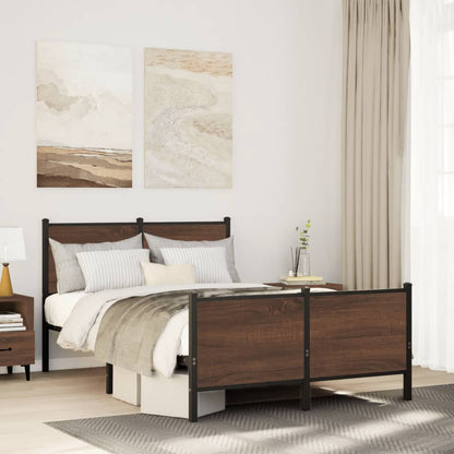 Metallbett Ohne Matratze Braun Eichen-Optik Braune Eiche