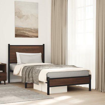 Metallbett Ohne Matratze Braun Eichen-Optik Braune Eiche