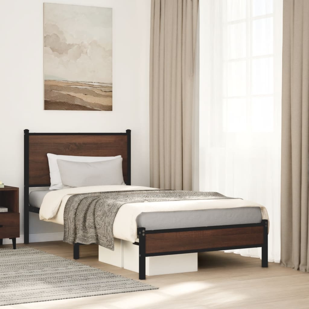 Metallbett Ohne Matratze Braun Eichen-Optik Braune Eiche
