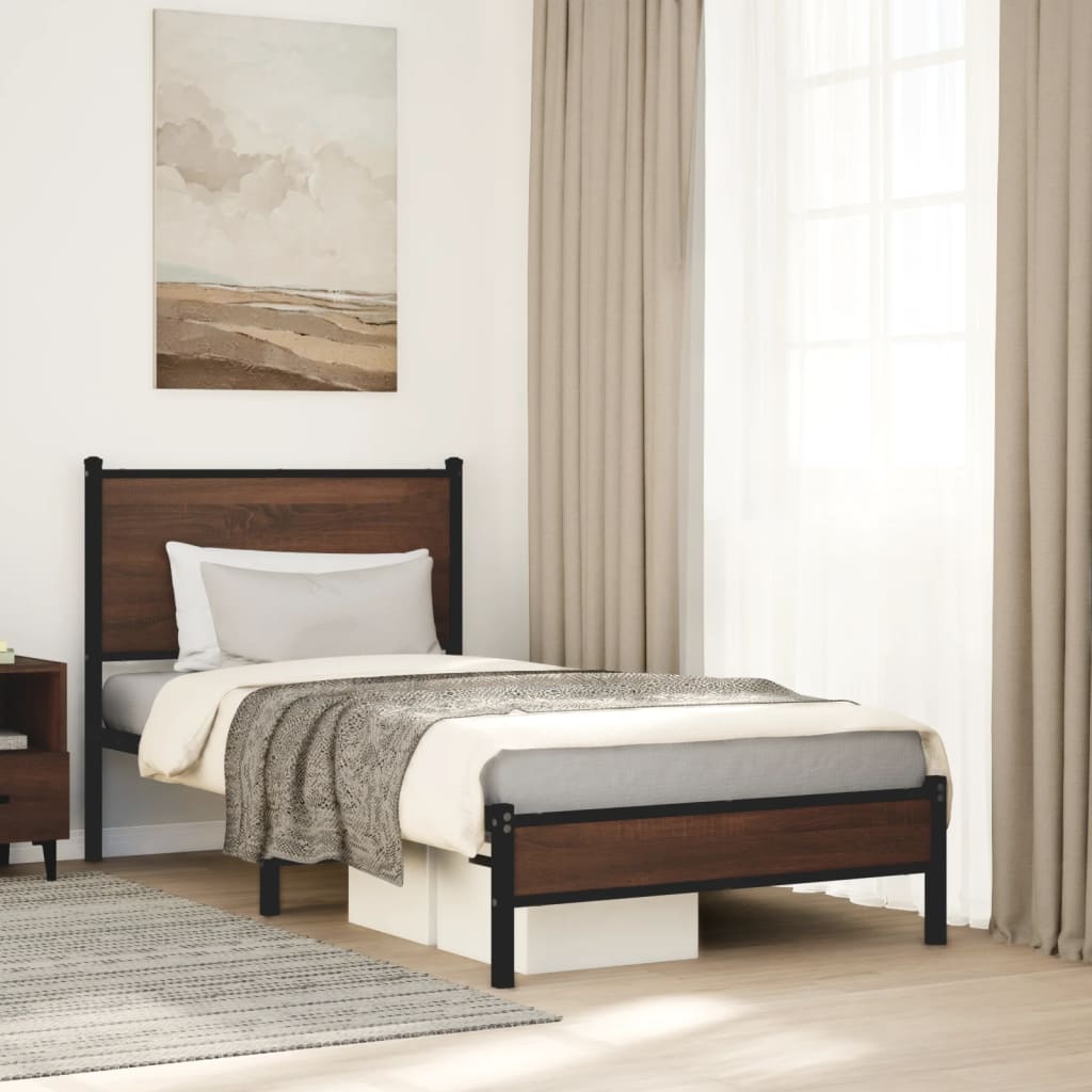 Metallbett Ohne Matratze Braun Eichen-Optik Braune Eiche