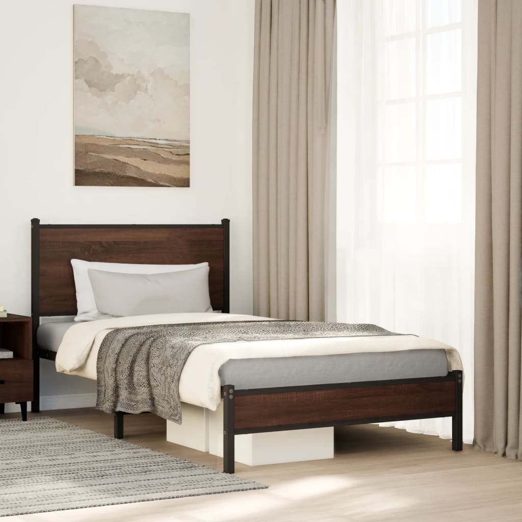 Metallbett Ohne Matratze Braun Eichen-Optik Braune Eiche