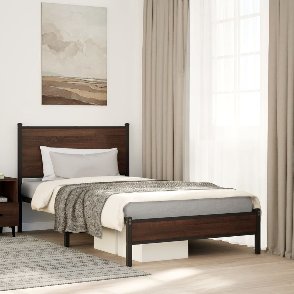 Metallbett Ohne Matratze Braun Eichen-Optik Braune Eiche