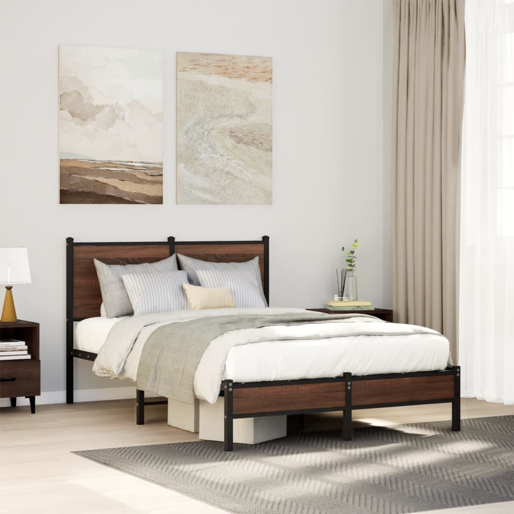 Metallbett Ohne Matratze Braun Eichen-Optik Braune Eiche